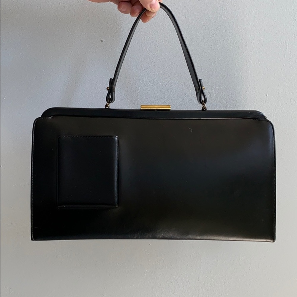 Vintage 60s top handle leather bag